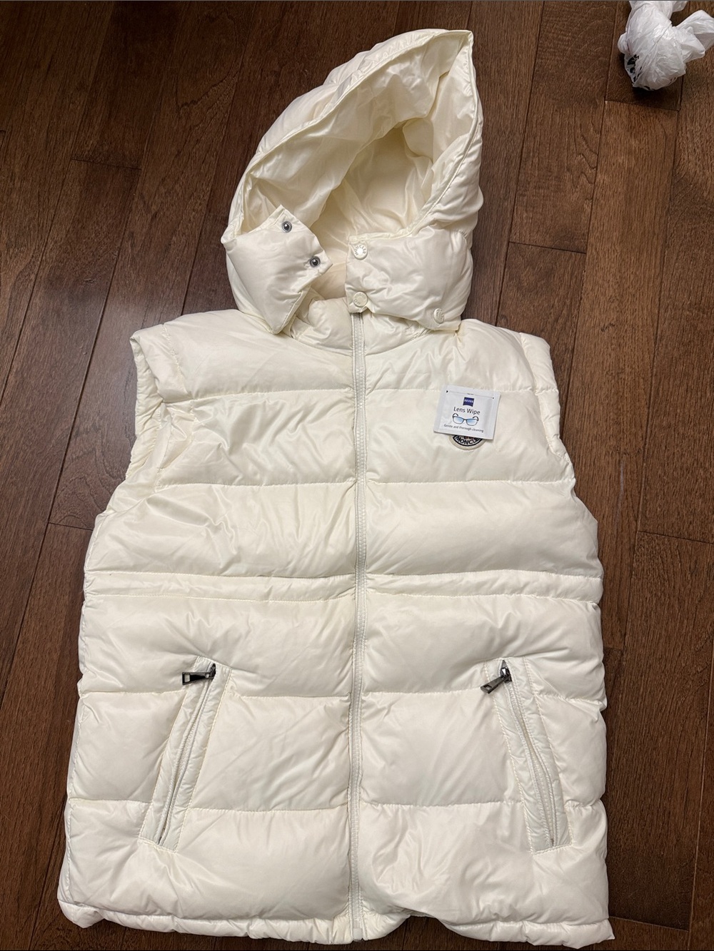 Cream Hooded Puffer Vest Kids